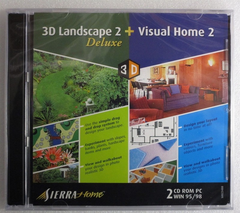 Software PC Visual Home 2 + 3D Landscape 2 Deluxe NEW SEALED Jewel 2 CD