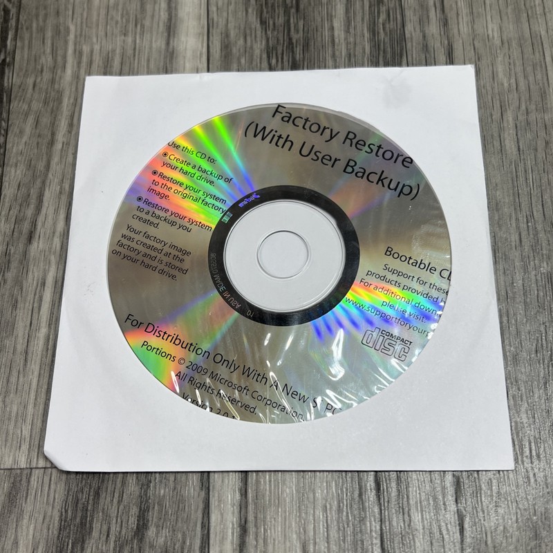 Microsoft Windows 7 Factory Restore (With User Backup) Repair Boot Disc