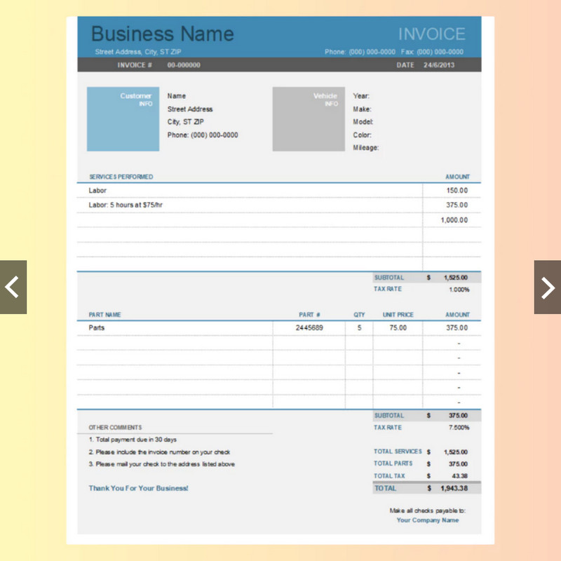 32 Set Invoices Excel Template Auto Calculation Invoices Purchase Order Quote gallery