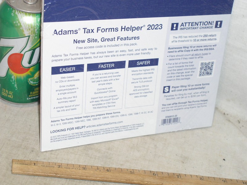 SEALED 2023 ADAMS STAX612-23 W2 TAX KIT FORMS 6-PART W3 12 EMPLOYEES + ENVLOPES gallery