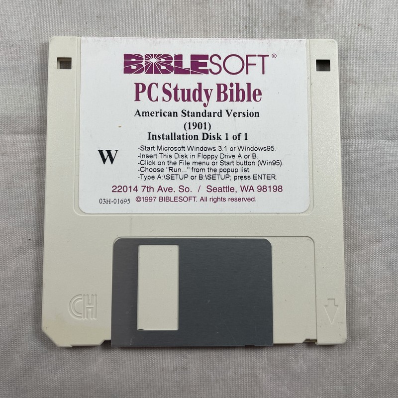 Biblesoft PC Study Bible American Standard Version 1997 Installation Disc Foppy