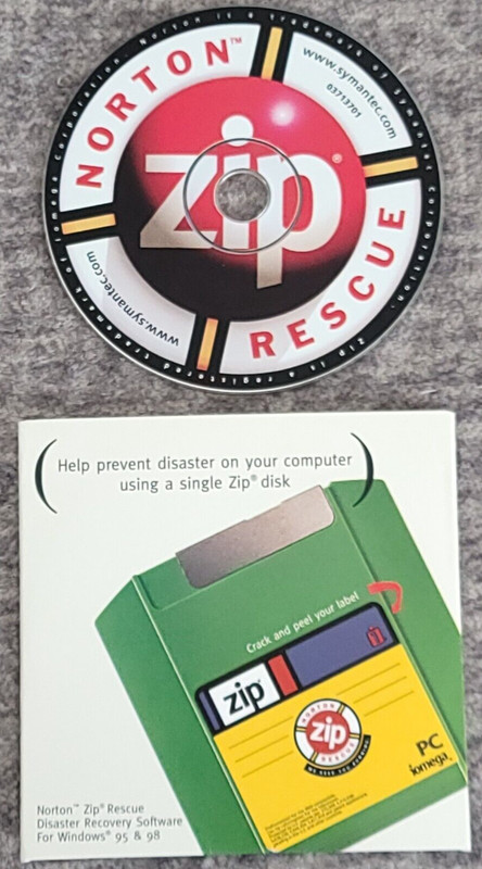 Iomega Zip Software CD Norton Rescue PC Windows 95 1998 Disaster Recovery