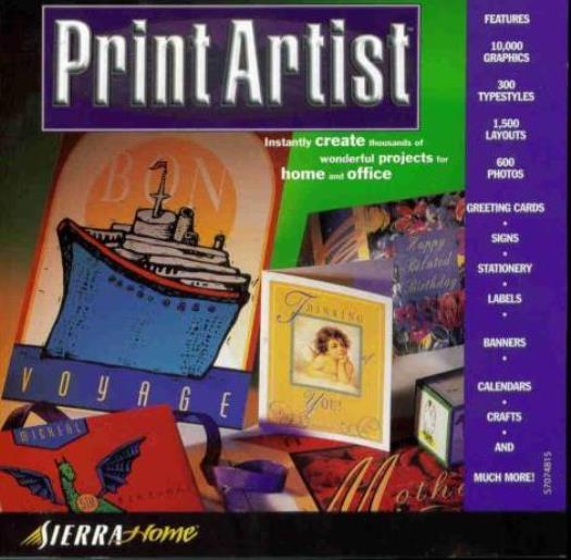 Print Artist 4 PC CD graphics typestyles crafts photos greeting cards calendars