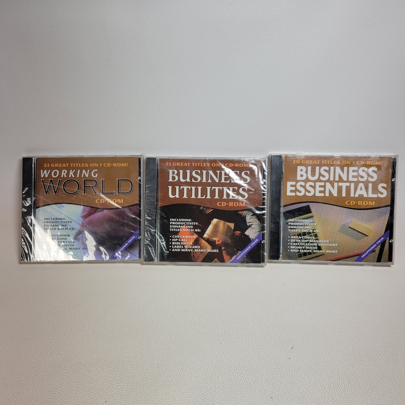 3 Vintage Shareware Cd-Rom Business Essentials, Utilities, Working World