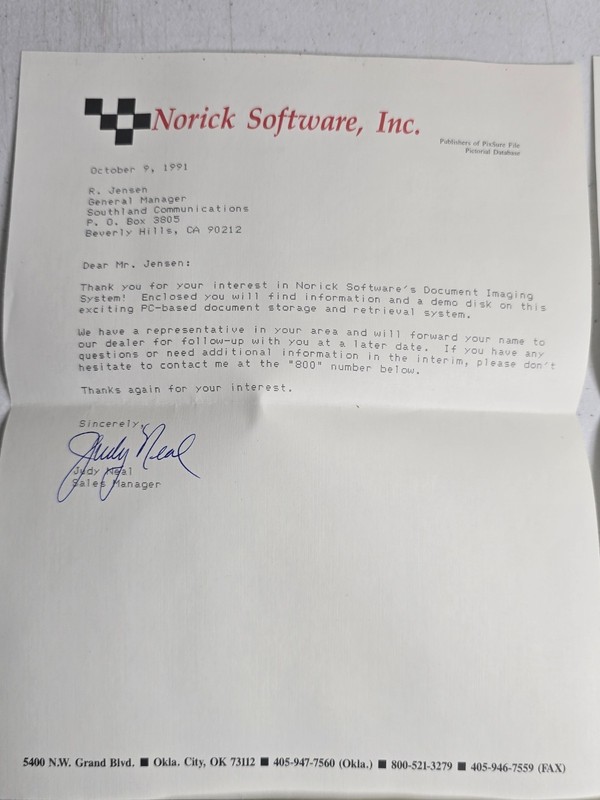 Vintage 1991 PixSure File Electronic Filing System PC Software Letter Price List gallery