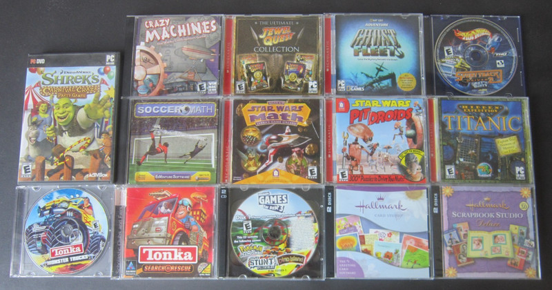 lot (15) PC CD-ROM COMPUTER GAME Jewel Star Wars Pokemon Tonka Hallmark Card +