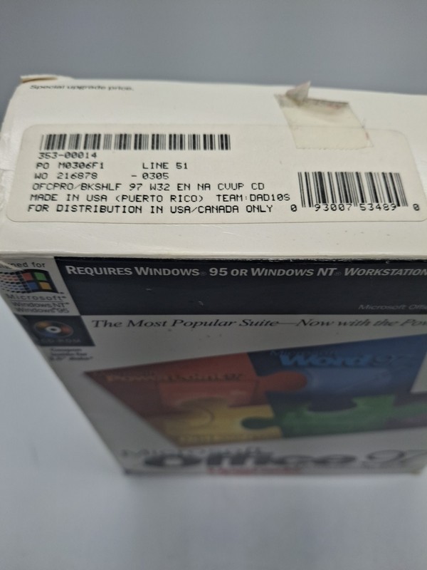 Vintage Microsoft Office 97 Upgrade Standard Big Box Version New Open Box EK2207 gallery