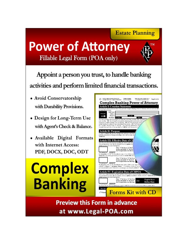 Complex Banking Power of Attorney – Form & CD ( Legal Kit )