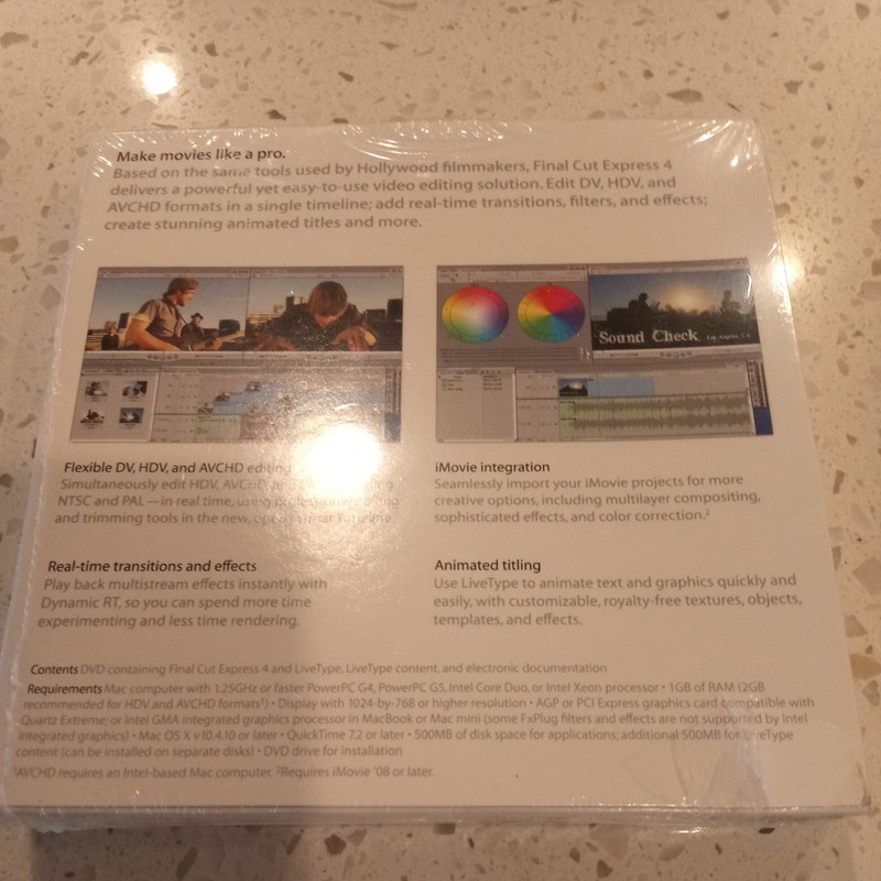 Apple Software Final Cut Express 4 Version MB278Z/A (New in Orig Sealed Box) gallery