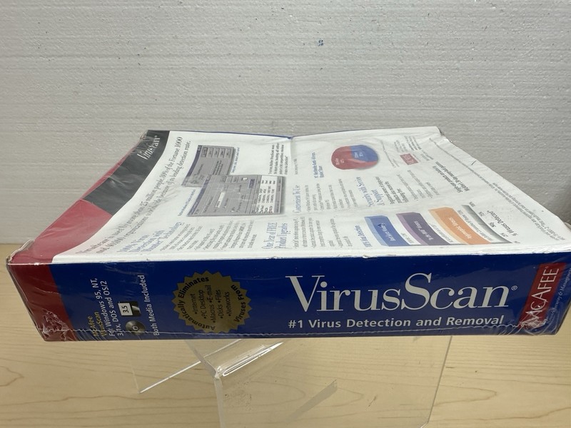 Sealed 1997 Vintage McAfee VirusScan for Win 95 NT 3.1 DOS CD + 3.5" Disk V 3.5 gallery