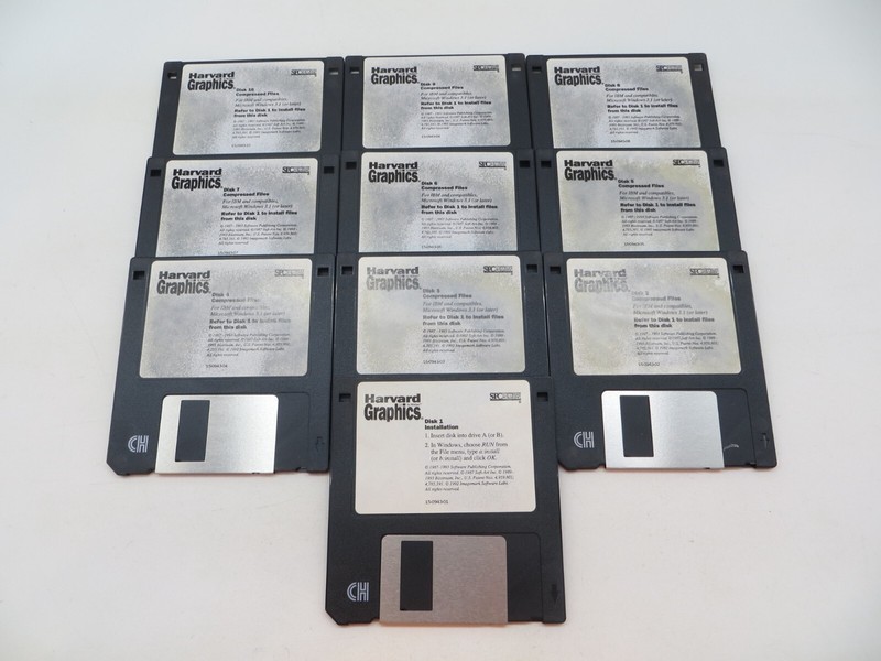 HARVARD GRAPHICS 3.5″ Floppy Disks 1993 SPC Software Publishing computer discs