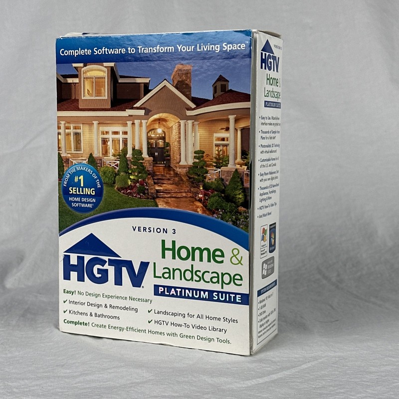 HGTV Home Design &Landscaping Platinum Suite, Version 3 Windows XP, 7 Or Vista
