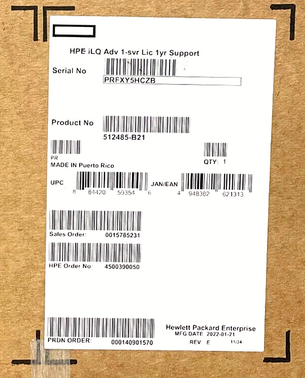 HPE Integrated iLO Lights Out Edition Advanced Pack 512485-B21 ✅❤️️✅❤️️ NEW!