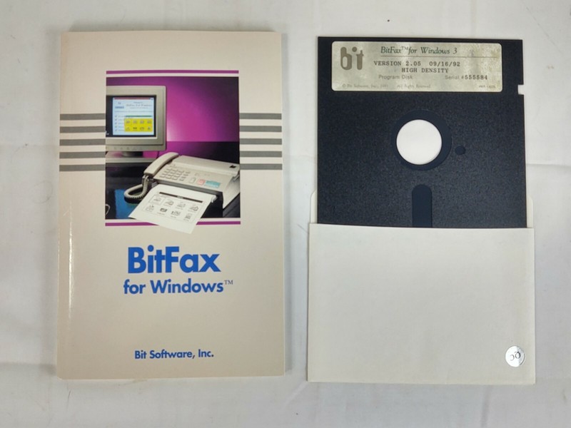 BitFax For Windows Manual + Software 5.25″ Floppy Disk Bitfax Windows 3 Ver 2.05