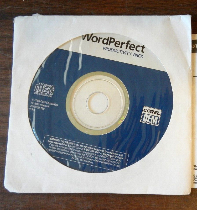 EXCELLENT 2003 Corel WordPerfect Productivity Pack 980298 + KEY + JEWEL CASE