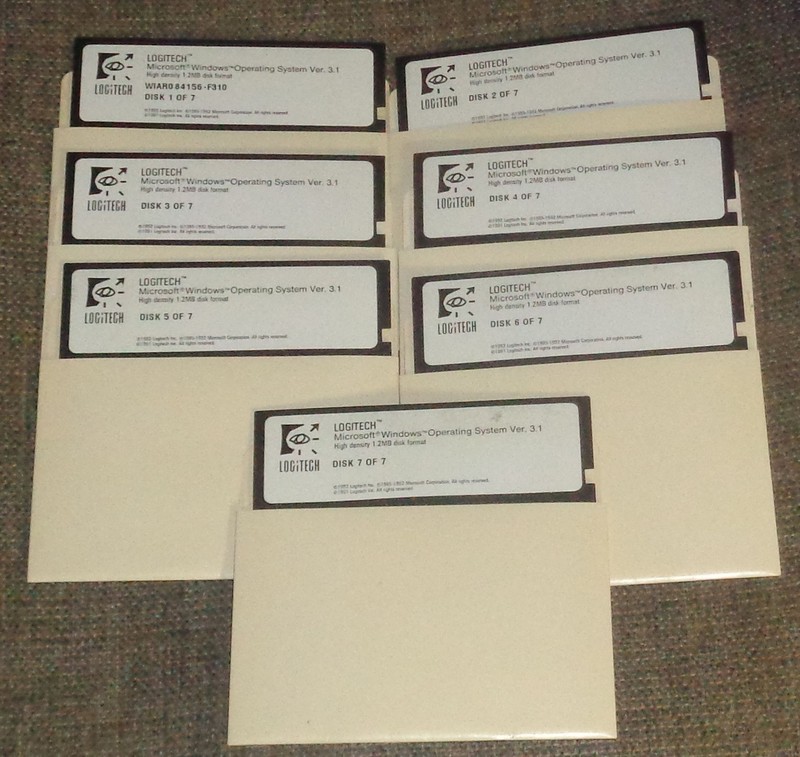 Logitech Microsoft Windows Operating System Version 3.1, Vintage PC 5.25″ Disks