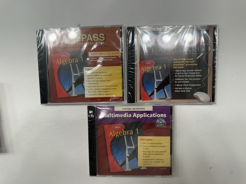 Glencoe Algebra 1 Algepass Interactive Chalkboard Multimedia CD-ROM Lot Of 3 New