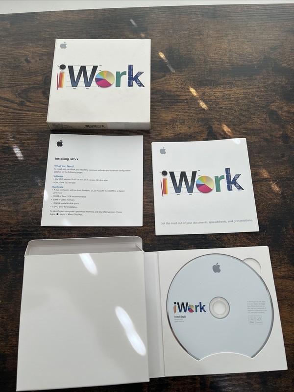 Apple iWork Software v9.0 Retail Install DVD Mac 2009 Disc MB942Z/A Collectible