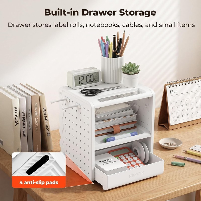 4x6 Thermal Label Holder, 5-in-1 Sticker Holder with 3-Tier Shelf, Drawer, Ho... gallery