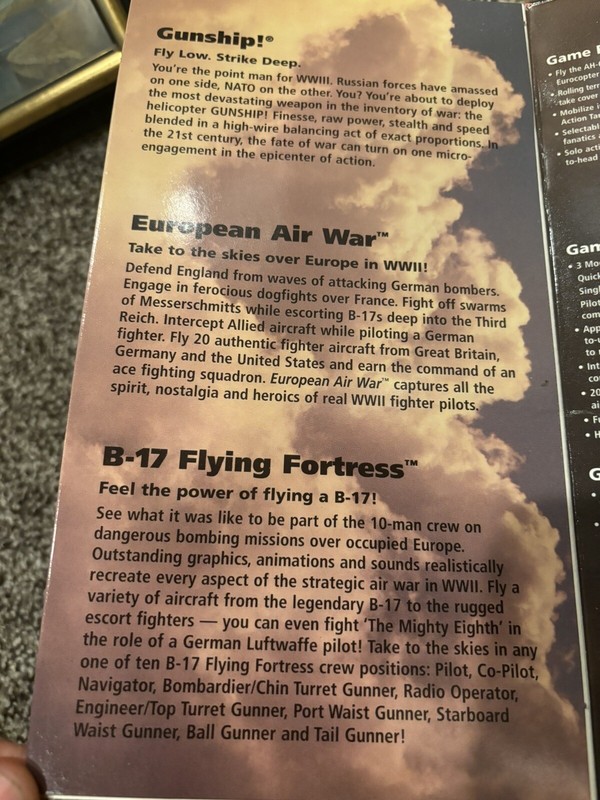 Infogrames Games Of Flight PC-Win 3 CD Game Pack Sealed Flight Sim B-17 Gunship gallery