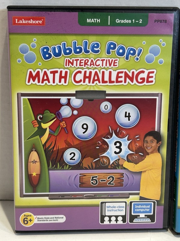BUBBLE POP! INTERACTIVE MATH CHALLENGE GRADE 1-2 + 3-4 CDROM PC MAC L Lakeshore gallery