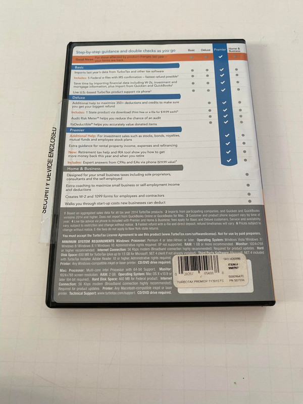 TurboTax Premier 2015 Investments & Rental Property Tax Preparation USED Disc gallery