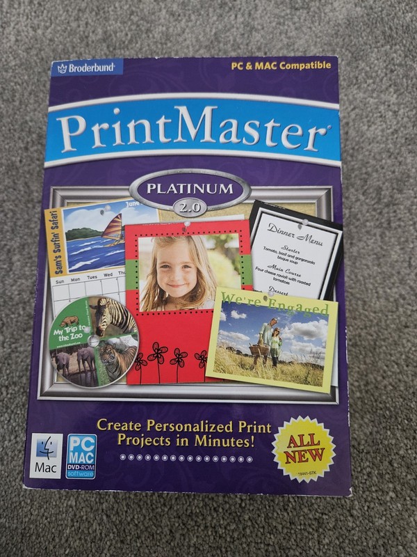 Print Master Platinum 2.0, PC And Mac Compatible, Broderbund