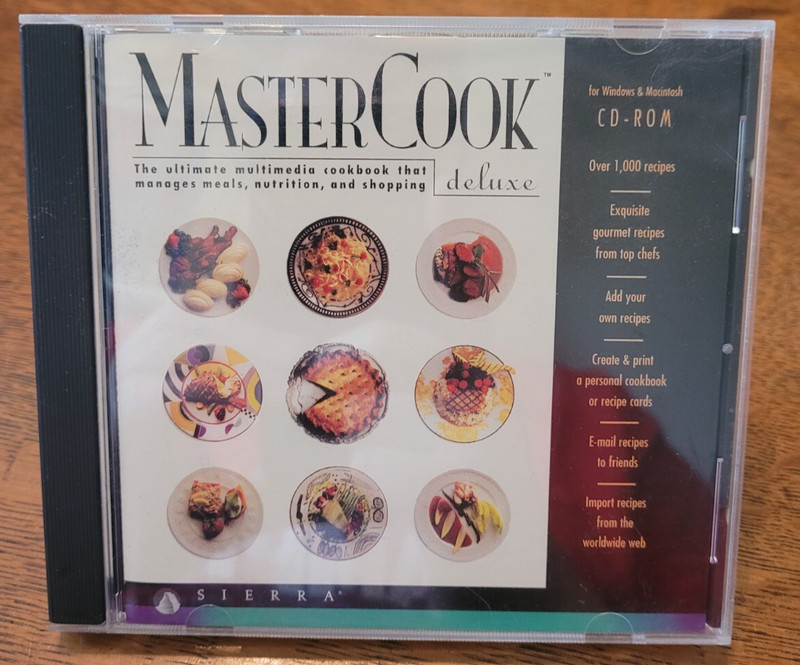 MASTERCOOK DELUXE Master Cook Windows 95 3.1 Mac 7.1 Sierra Recipe Cookbook RARE