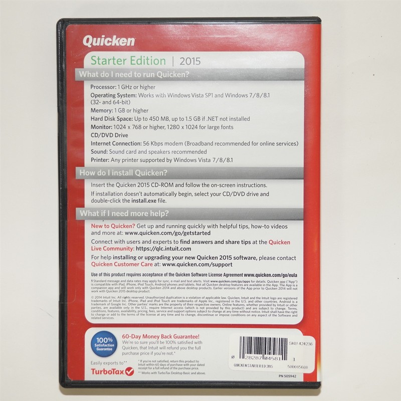 Quicken 2015 Starter Personal Finance Software Window Vista SP1/7/8/8.1 SEALED gallery