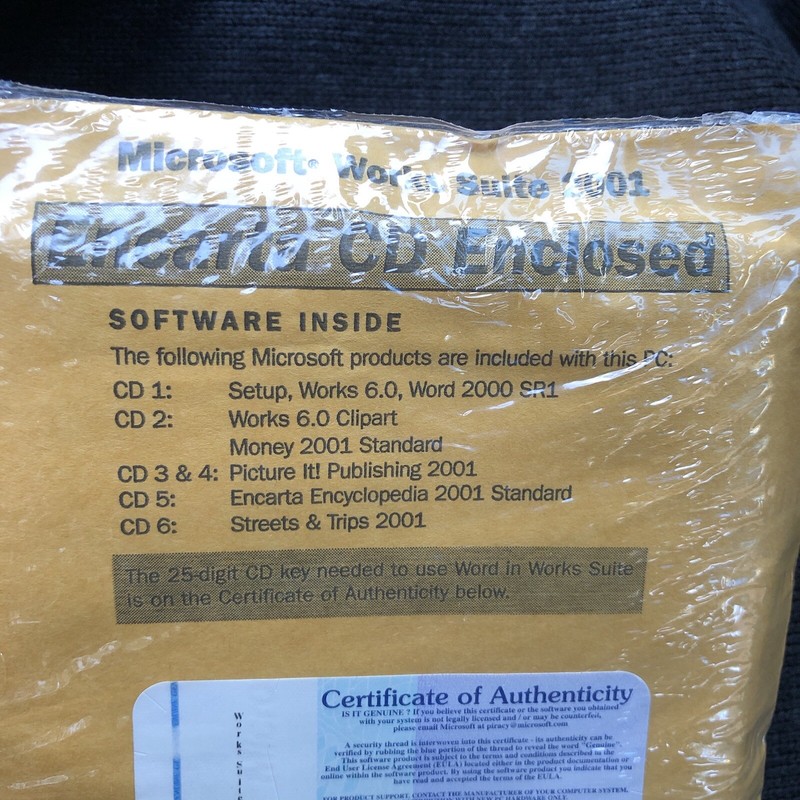 MicroSoft Works Suite 2001 with Product Key - 6 Disc Set - SEALED gallery