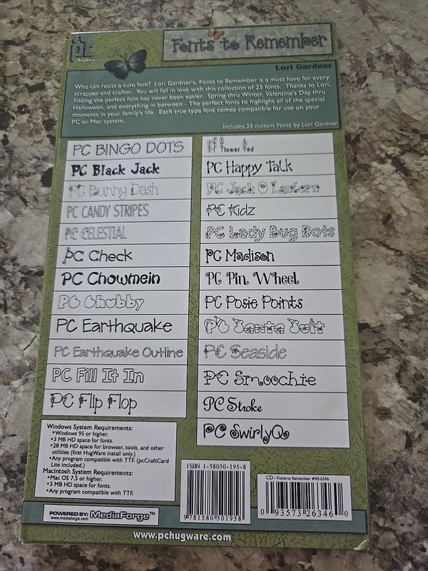 HUGWARE FONTS TO REMEMBER 25 Fonts Parry Gardner SCRAPBOOK CARDS CRAFTS CD 35 gallery