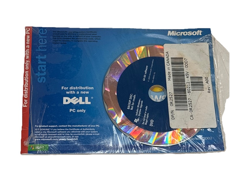 Dell Backup Disc DVD Manual 64-bit 2009 Includes Windows Anytime Upgrade