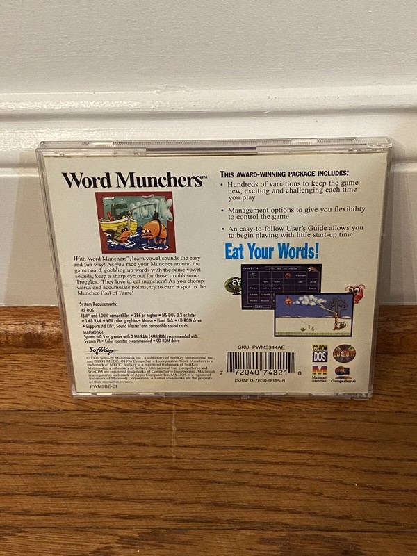 Word Munchers (PC CD ROM, 1995) RARE HTF Number Munchers Sequel Mecc Game gallery