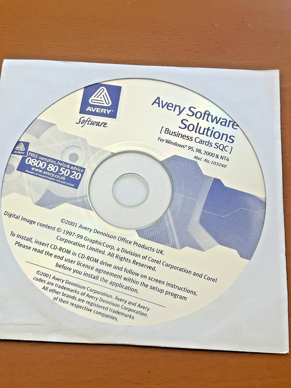 NEW Avery Software Solutions ( Business Cards SQC ) for Windows 95-98-2000-NT4