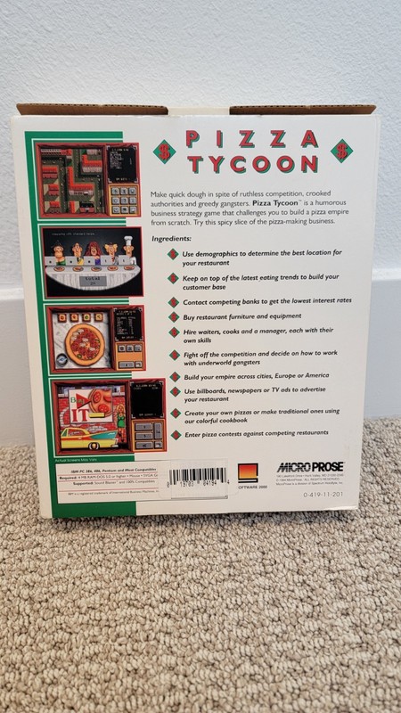 Pizza Tycoon 1994 MicroProse PC Game Floppy Disk - Big Box Complete / CIB! gallery