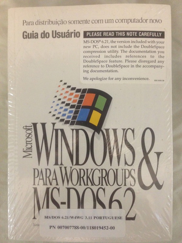 Portuguese Microsoft Windows for Workgroups 3.11 & MS-DOS 6.21 Diskettes Manual