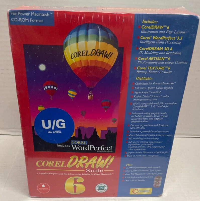 Corel Draw Suite 6 For Power Macintosh 3 Disc - Rare Vintage SEALED Mac Software