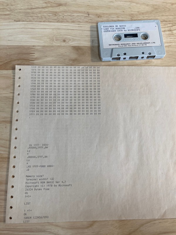 Microsoft Explorer 8K Basic, Netronics Monitor Driver 70s Software + Printout gallery