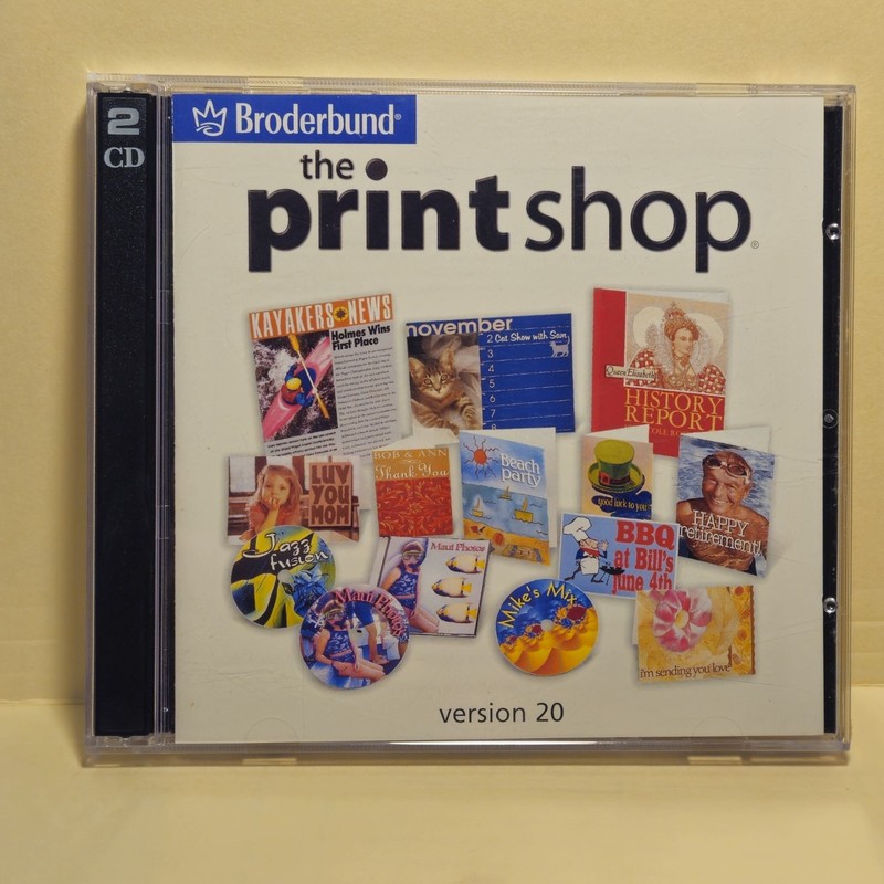 The Print Shop Version 20 By Broderbund • Windows 98/2000/Me/XP • 2 CD