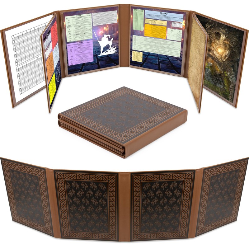 CASEMATIX 8-Panel Faux Leather DM Screen Deluxe Folding Game Master Screen