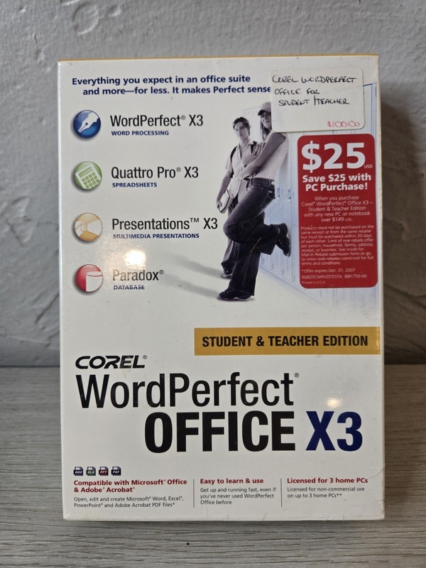 SEALED Corel WordPerfect Office X3 Student and Teacher Edition 2006 J118