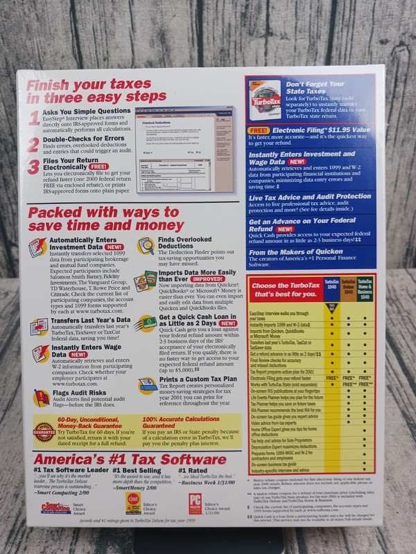 Quicken TurboTax (PC, CD-ROM, 2000, Big Box) Brand New gallery