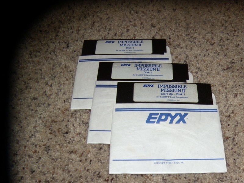 EPYX Impossible Mission II IBM PC Game on 5.25″ disks