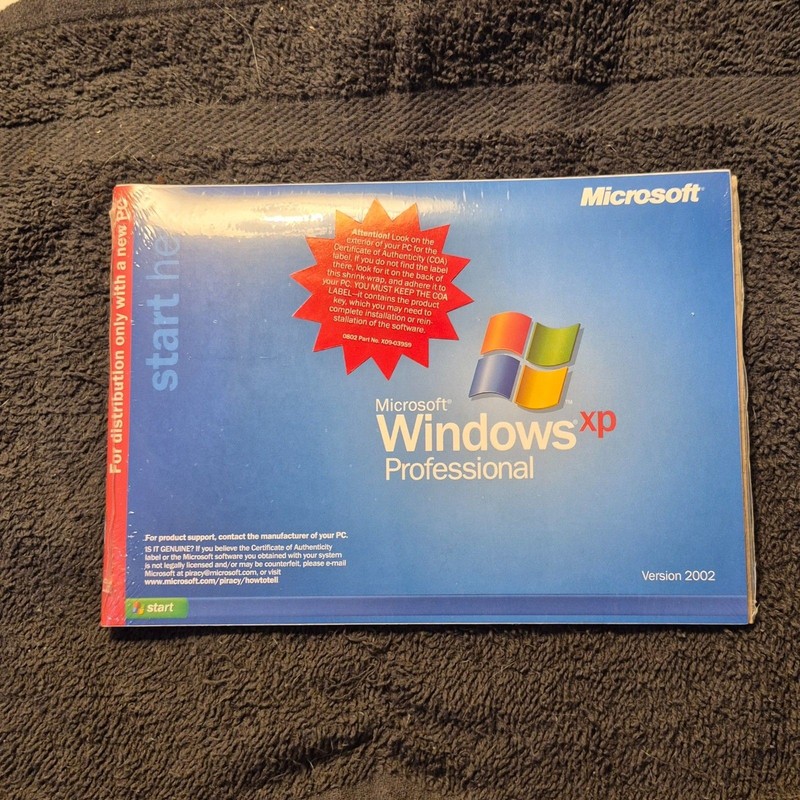 VTG New Microsoft Windows XP Professional Version 2002 SP1a CD Sealed – NO COA