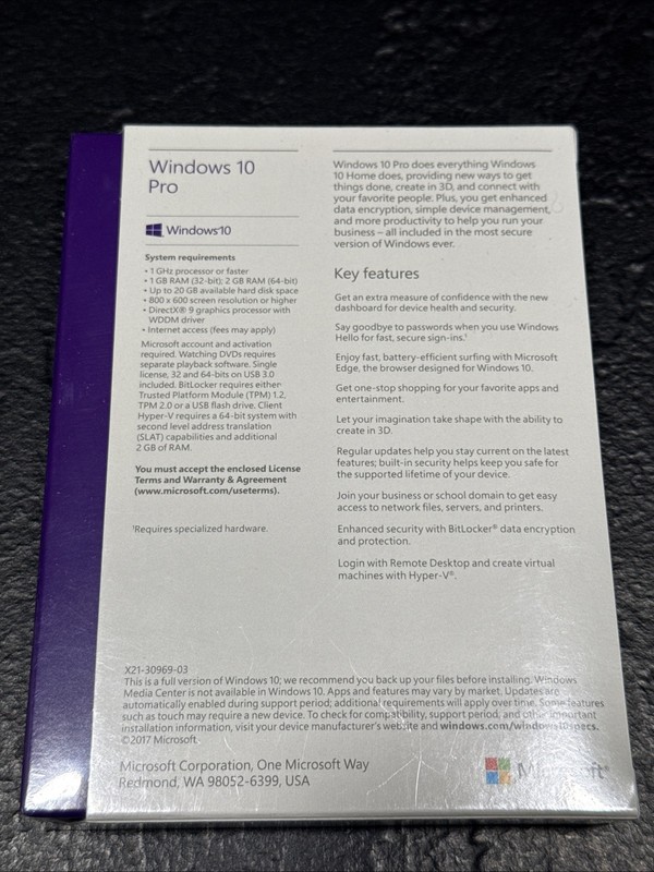 Microsoft Windows 10 Professional FQC-10069 32-bit 64-bit USB 3 New Sealed gallery