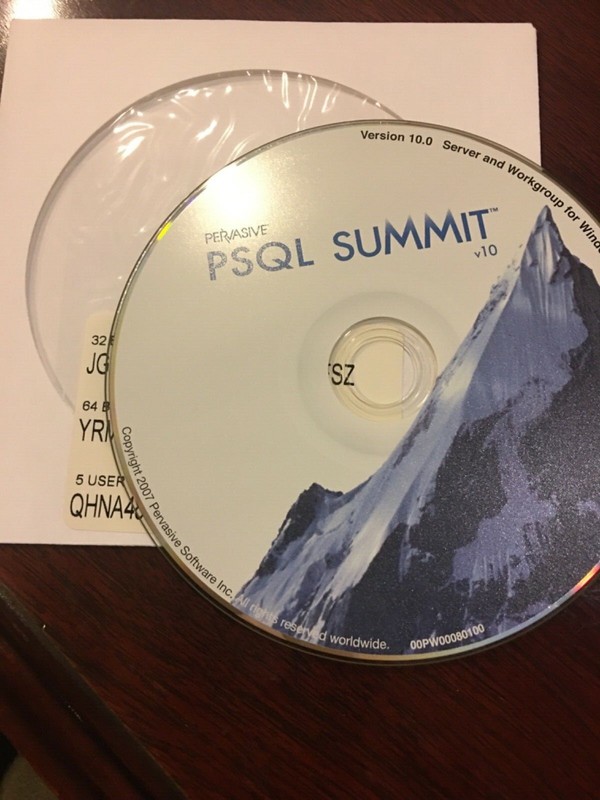 RARE NEW Pervasive PSQL SUMMIT v10.10 users for 32&64 bit,5 usersWorkgroup+ Keys