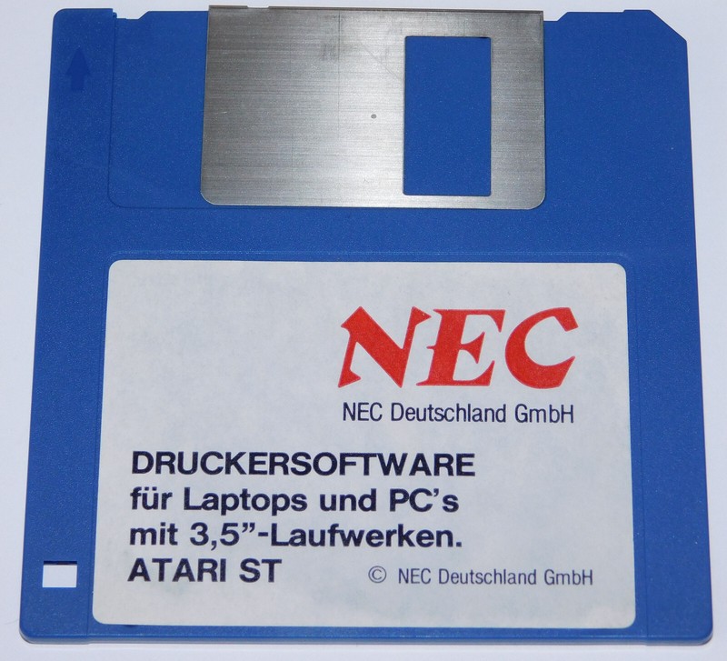 NEC Printer Software Emulator Screenshot Atari ST 3.5″ DD Floppy Disk Floppy Disk