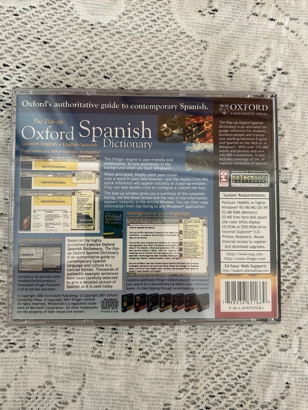 Oxford Pop-up Spanish Dictionary CD-ROM Windows 95/98/NT/ME/2000/XP gallery