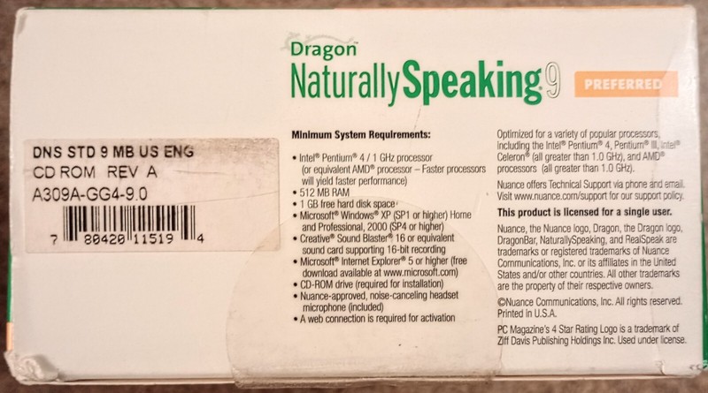 Dragon Naturally Speaking 9 Standard SPEECH RECOGNITION SOFTWARE gallery