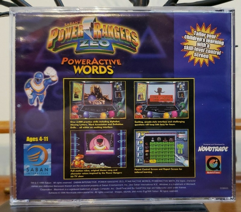 POWER RANGERS ZEO POWER ACTIVE WORDS SOFTWARE CD SABAN 1996 gallery